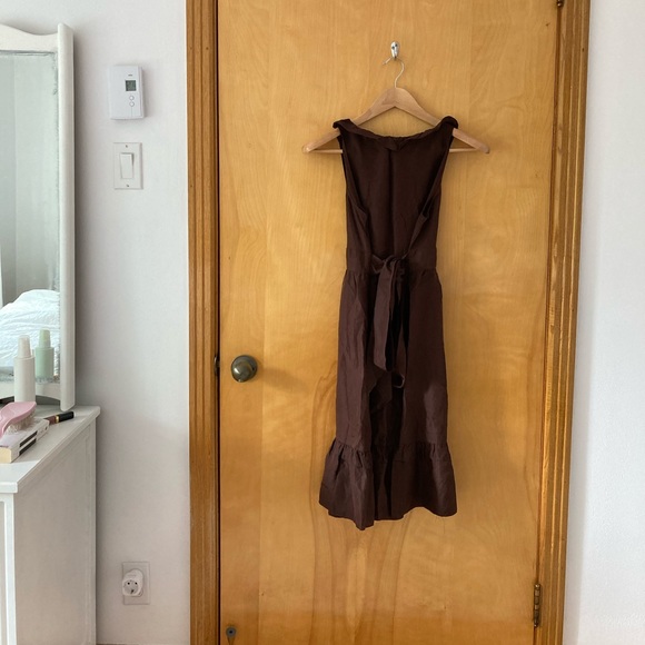 Maeve 100% silk chocolate brown midi dress (pre-owned) - Picture 2 of 8
